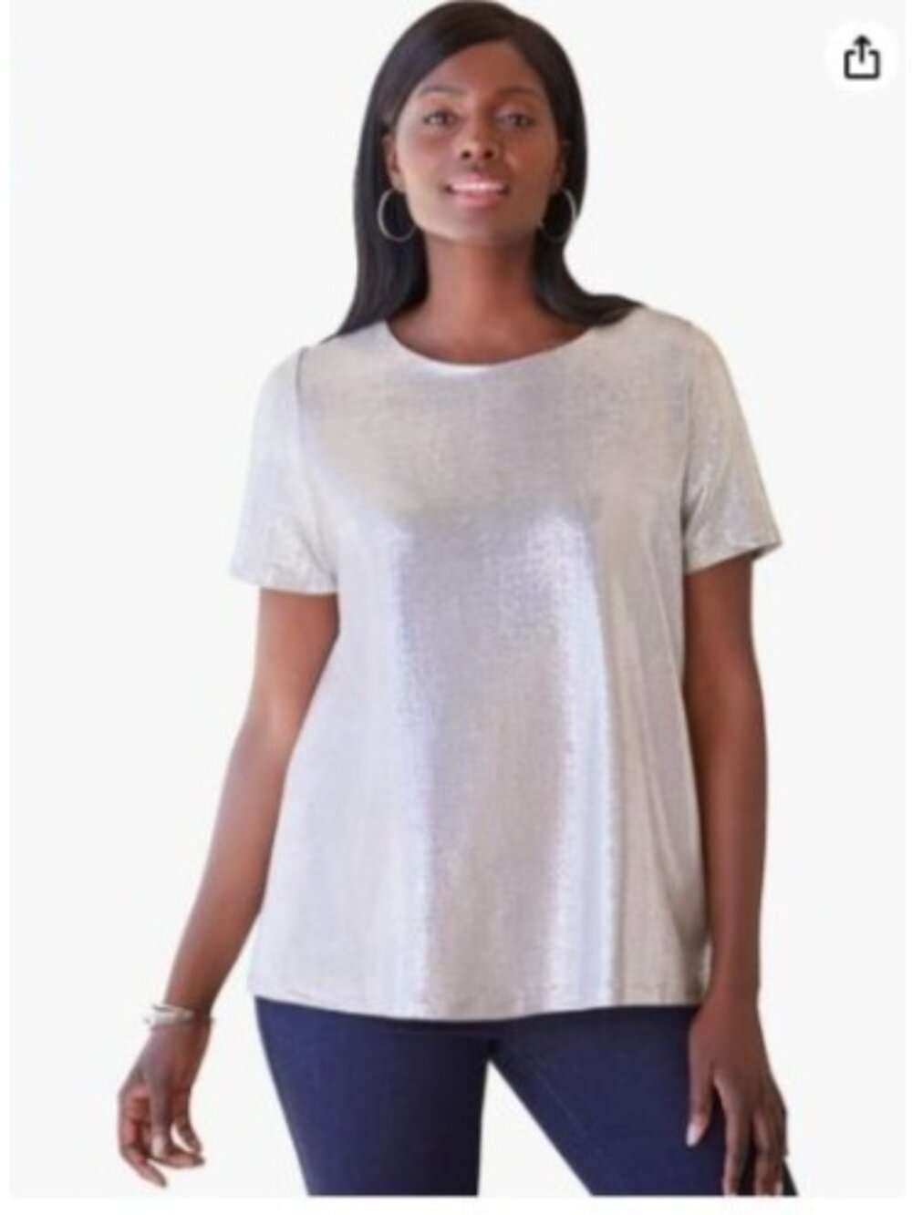 Jessica London Silver Metallic Short Sleeve Top tee Size 18 plus womens new